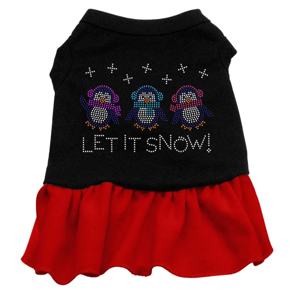 Let it Snow Penguins Rhinestone Dress Black with Red Med (12)