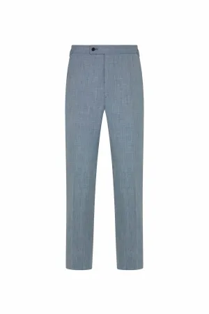 Light Blue Wool, Silk & Linen Trousers