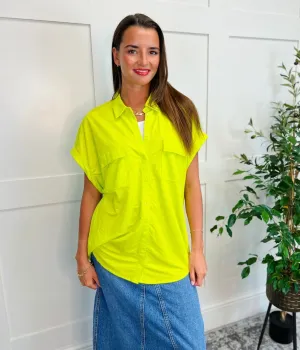 Lime Jersey Collared Shirt