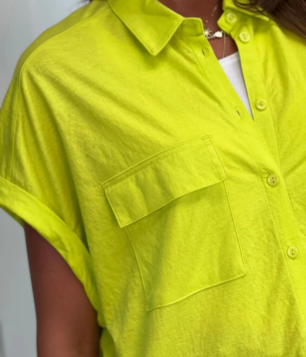 Lime Jersey Collared Shirt