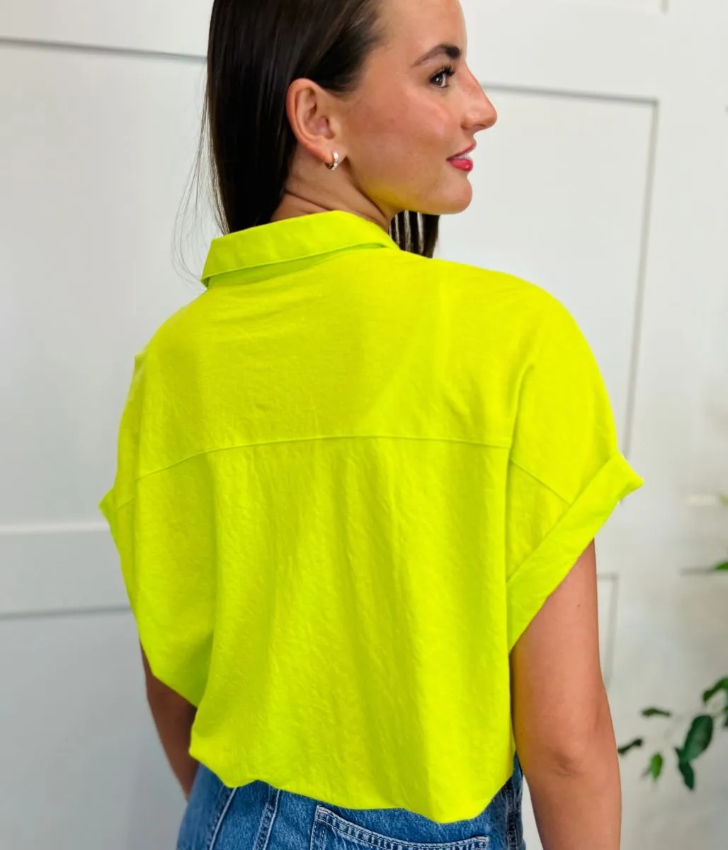 Lime Jersey Collared Shirt