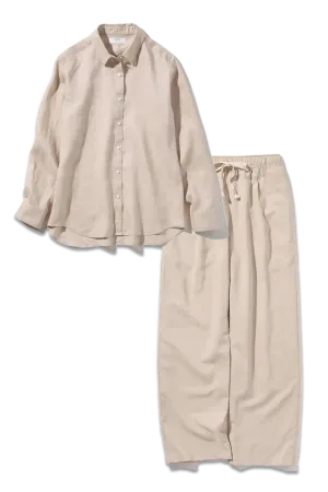 Linen Shirt & Trousers, Beige