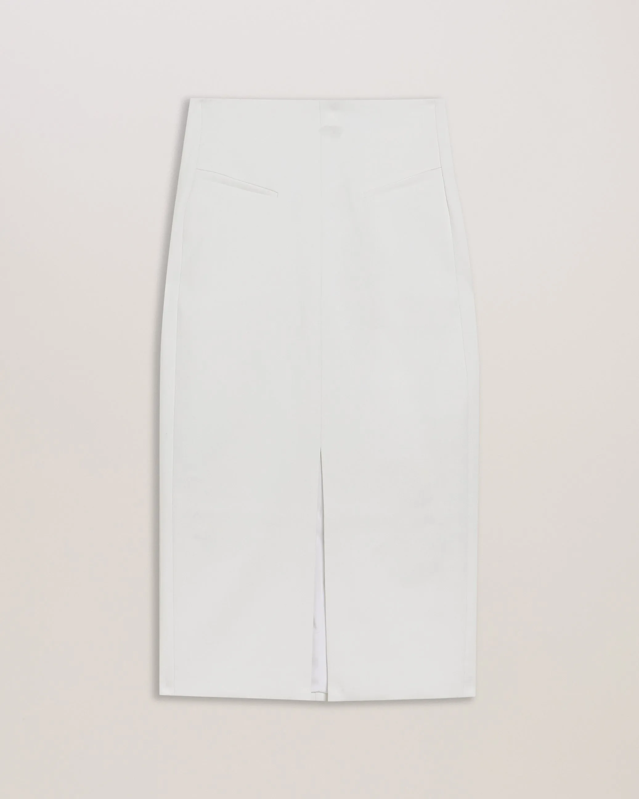 Manabus Tailored Midi Pencil Skirt With Front Split White