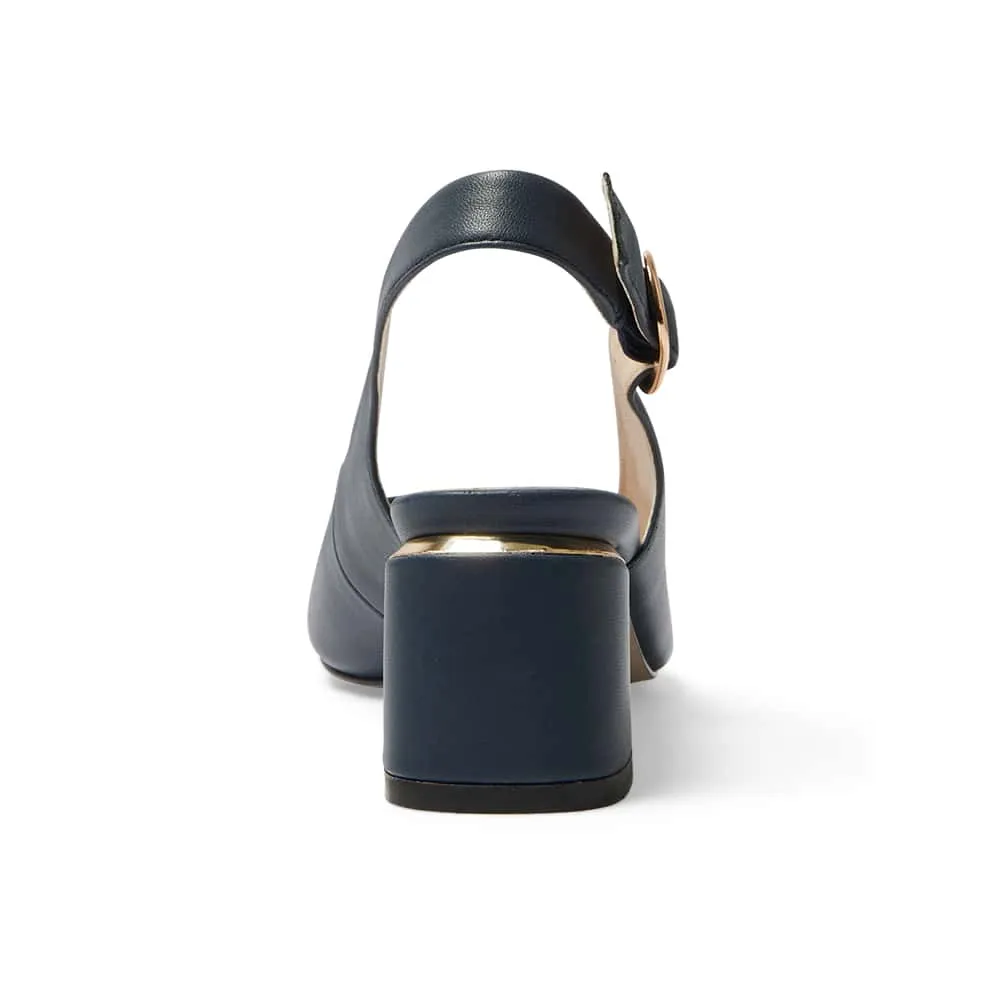 Martina Heel in Navy Leather