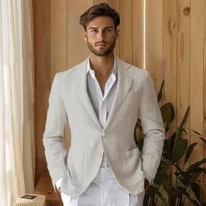 Men's Italian Linen Blazer - Luxury Formal Wedding Jacket