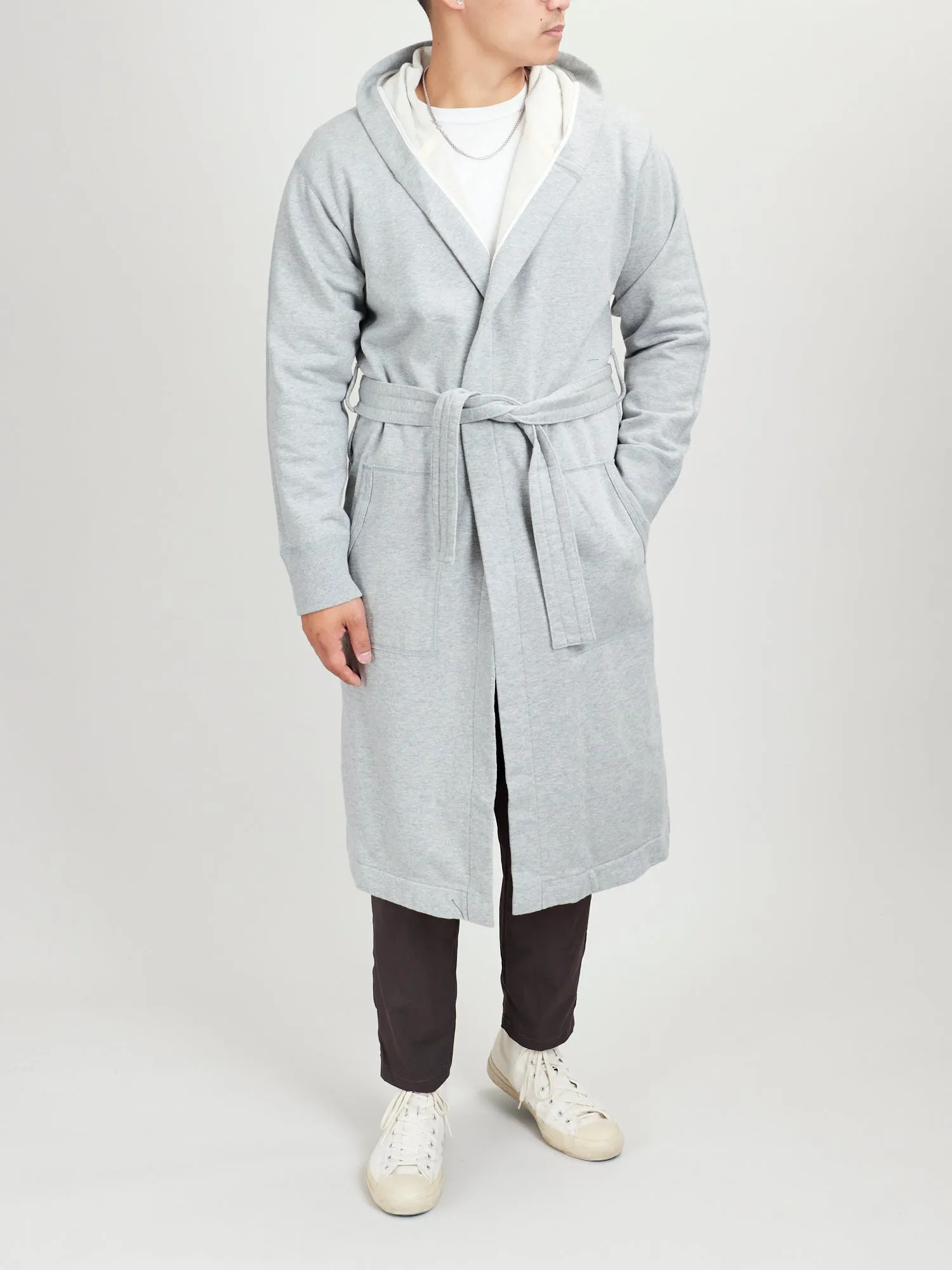 Midweight Terry Hooded Robe in Heather Grey