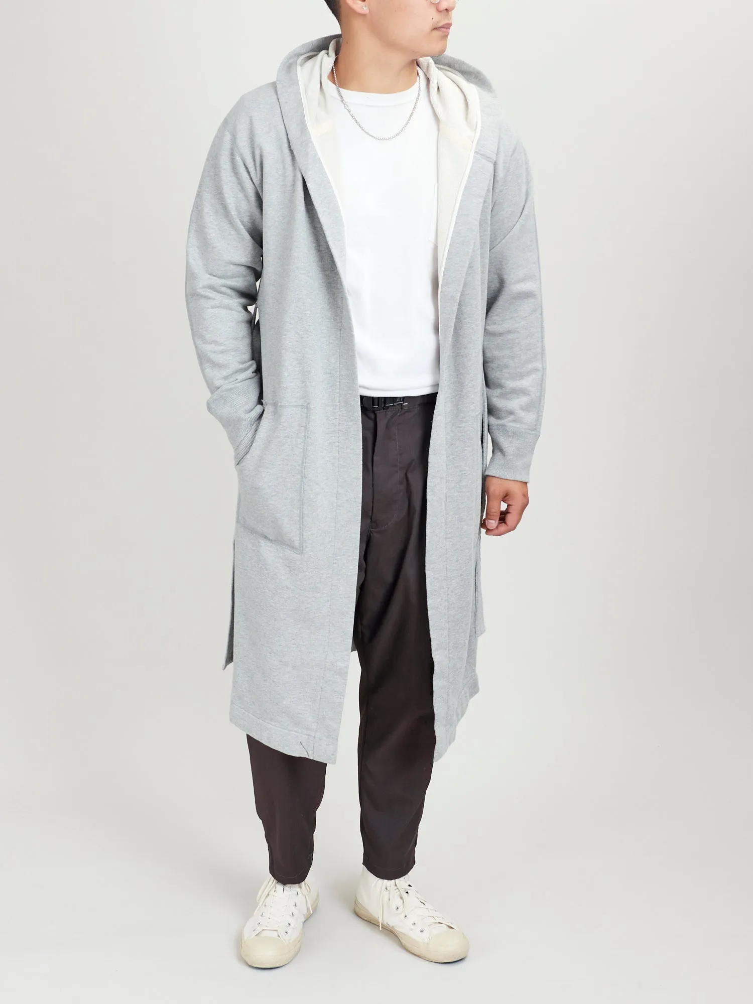 Midweight Terry Hooded Robe in Heather Grey