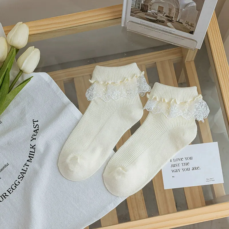 Milky White Lace JK Socks