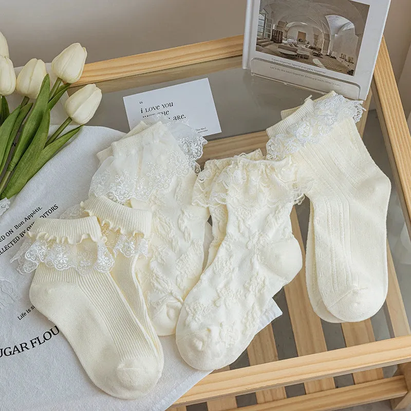 Milky White Lace JK Socks