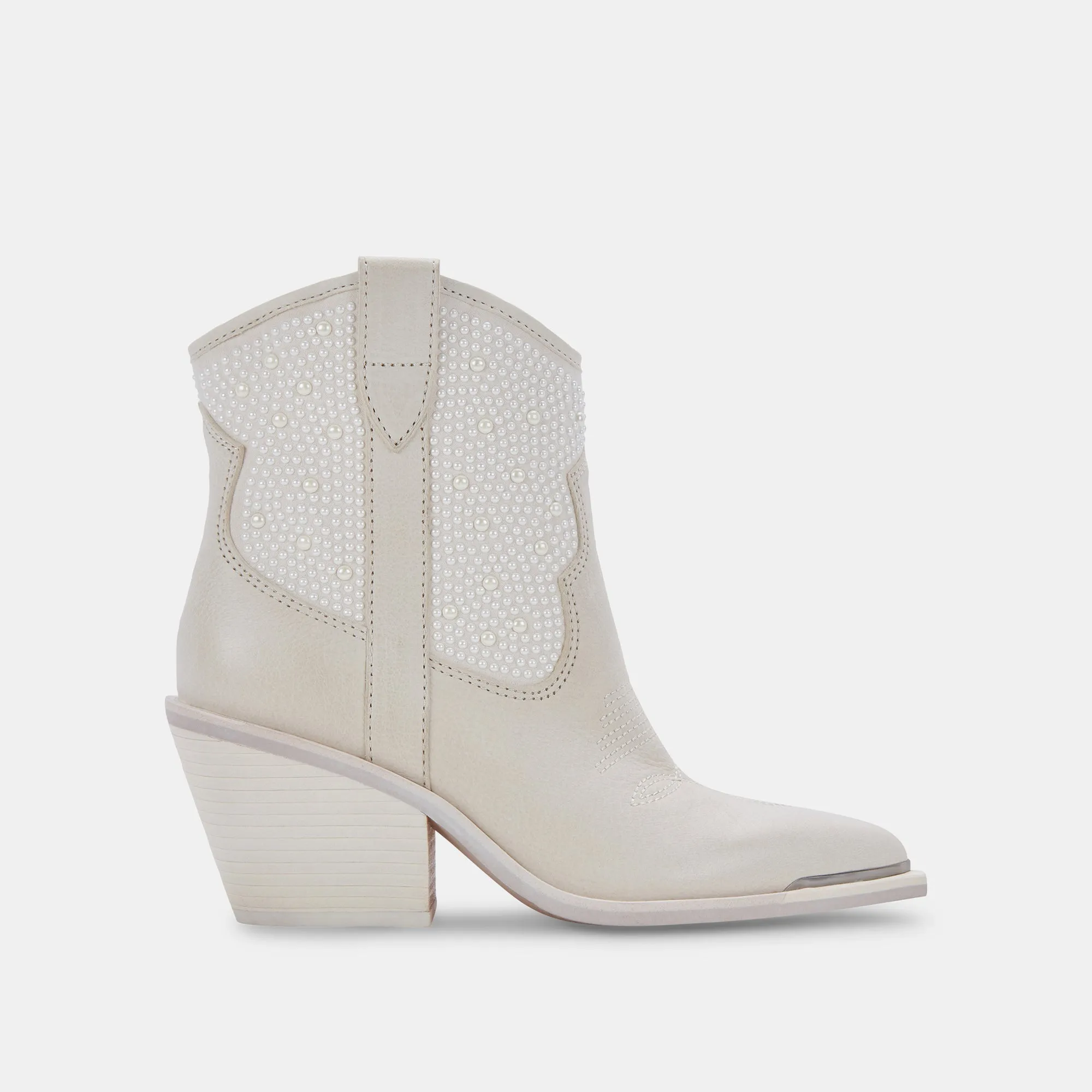 NASHE BOOTIES OFF WHITE PEARLS