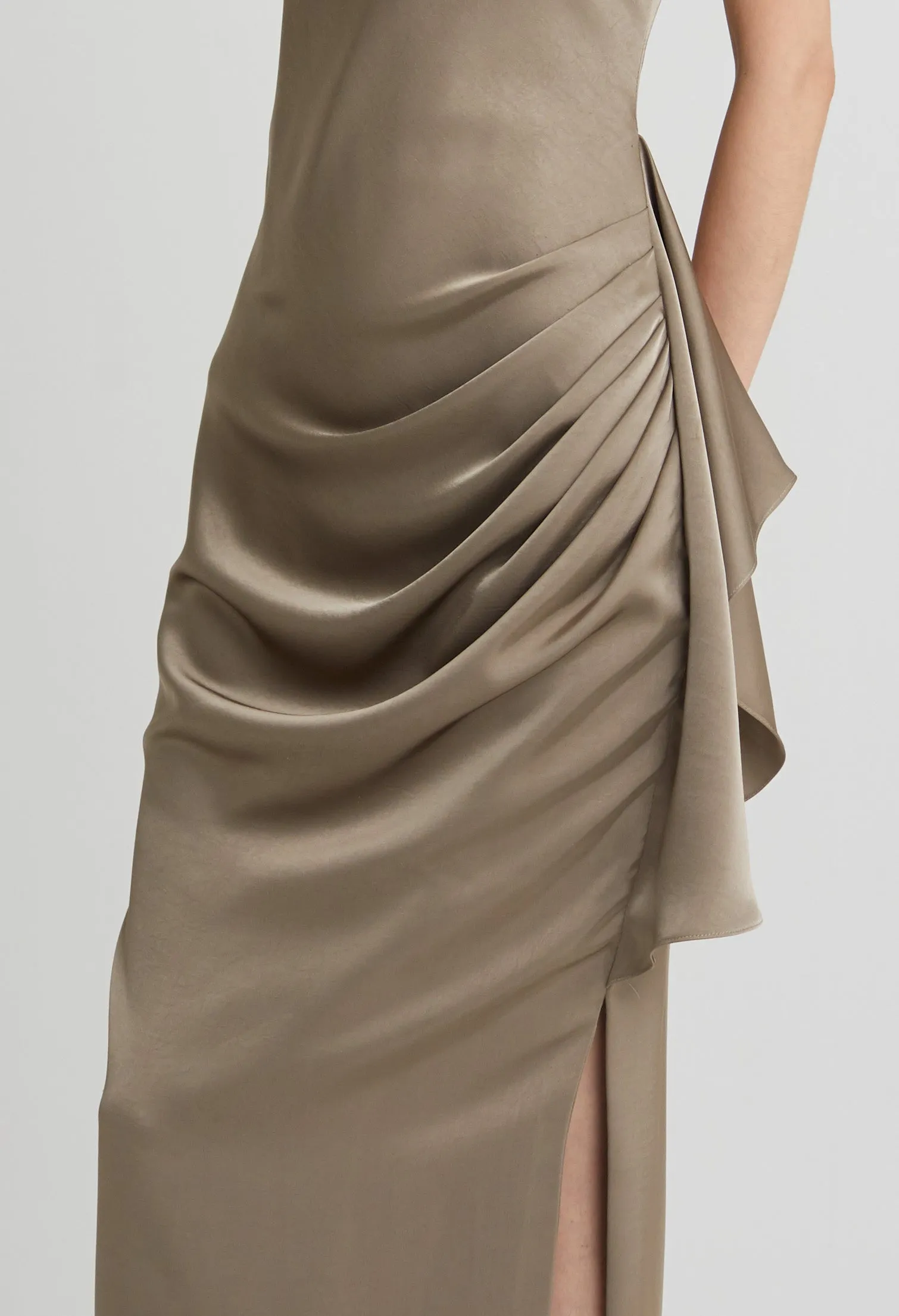 nichii X NURITA HARITH Ethereal Ruched Ruffle Sleeveless Maxi Dress