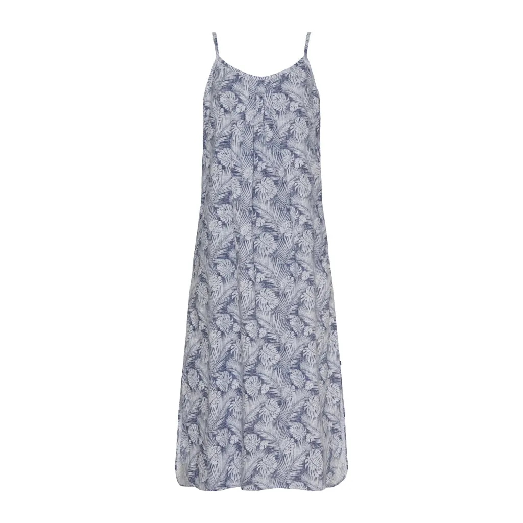 Olea Dress - Blue Palm Print