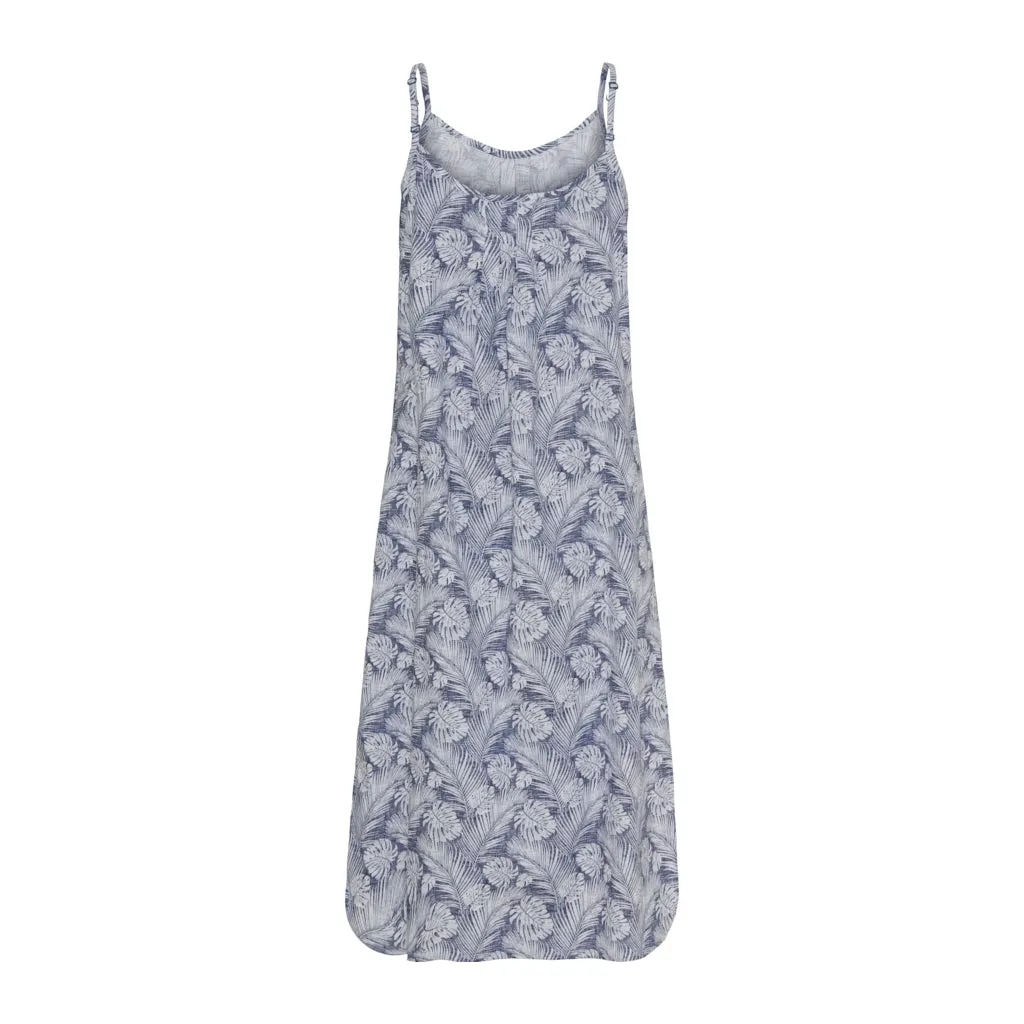 Olea Dress - Blue Palm Print