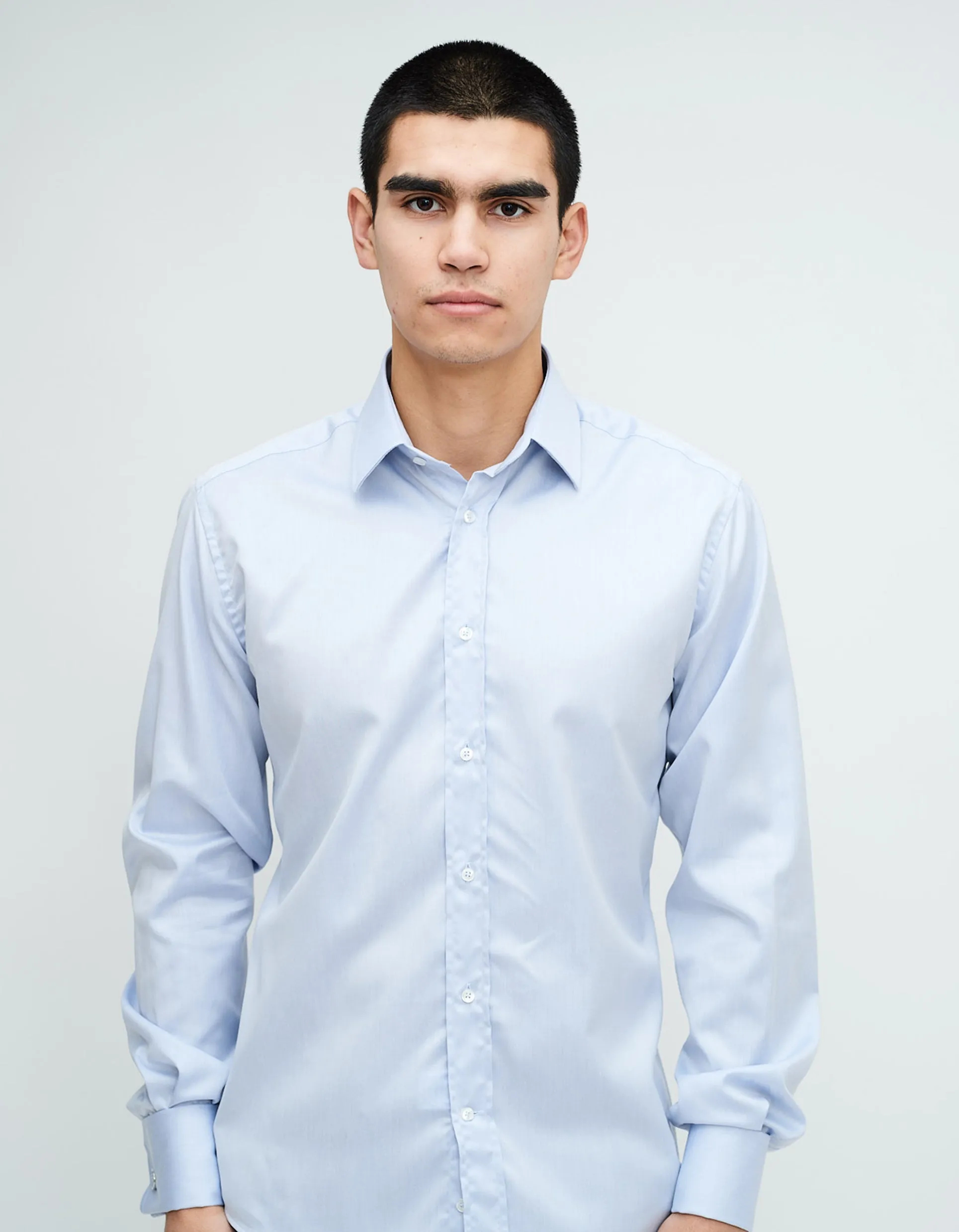 Pale Blue Double Cuff Kent Collar Shirt