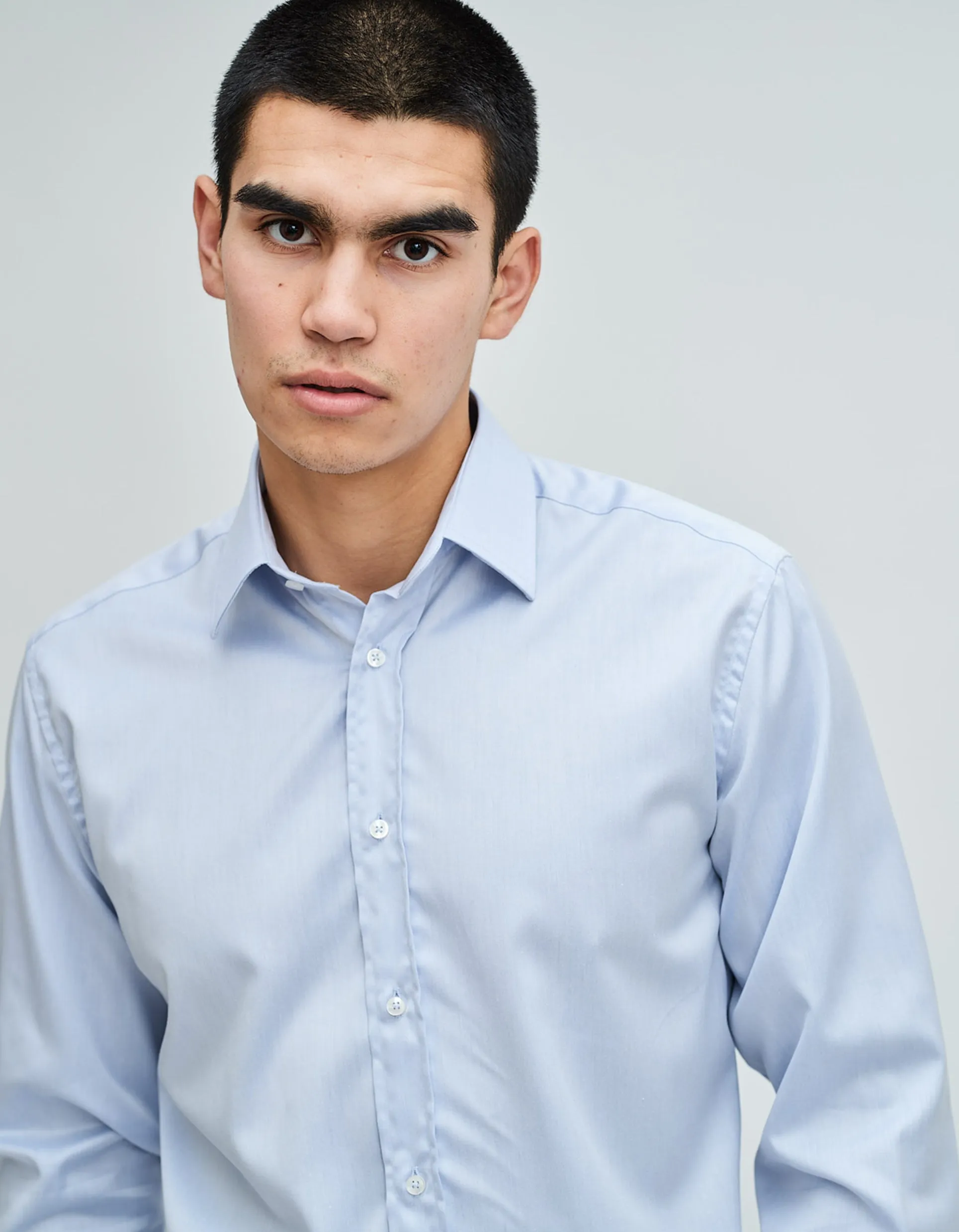 Pale Blue Double Cuff Kent Collar Shirt