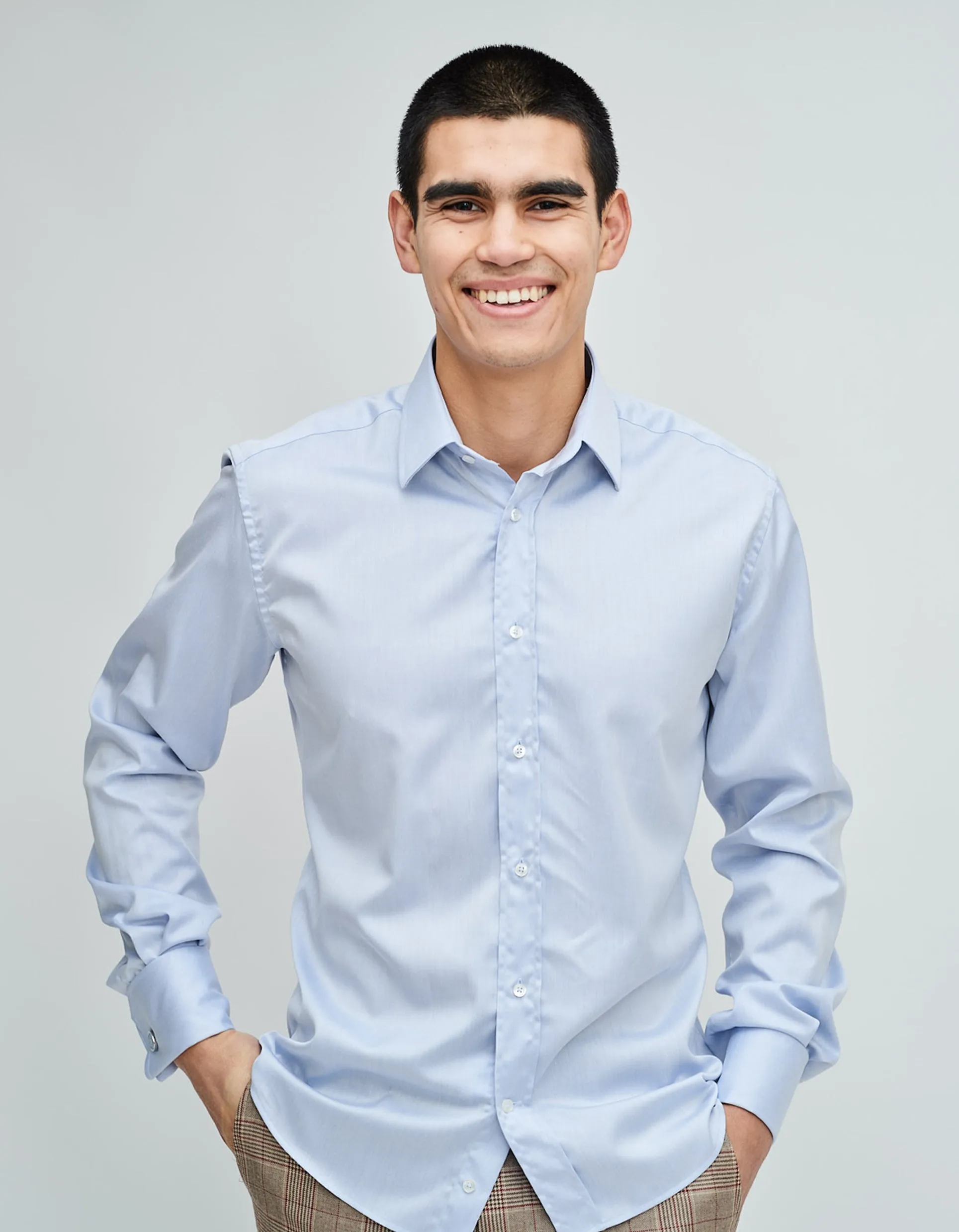 Pale Blue Double Cuff Kent Collar Shirt