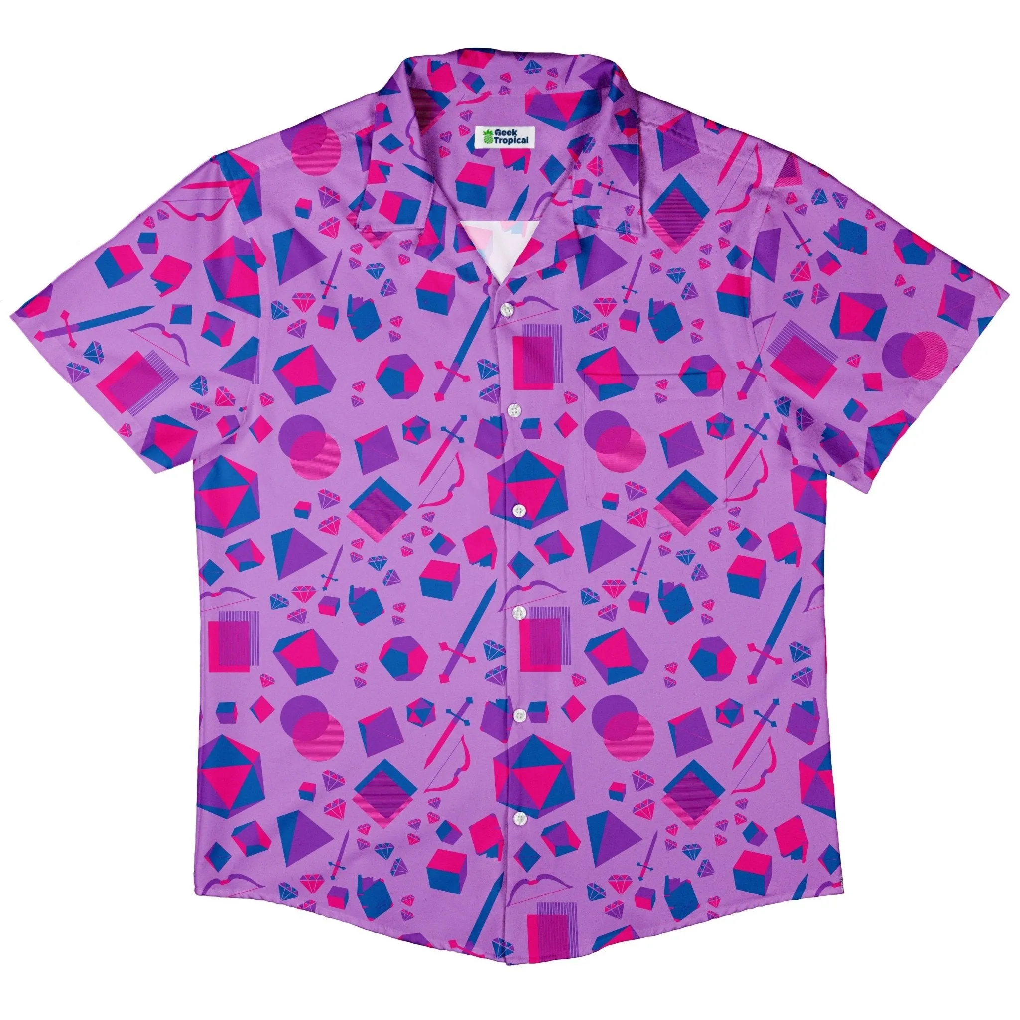 Pink Blue and Bisexual Colors Tabletop RPG Items Dnd Button Up Shirt