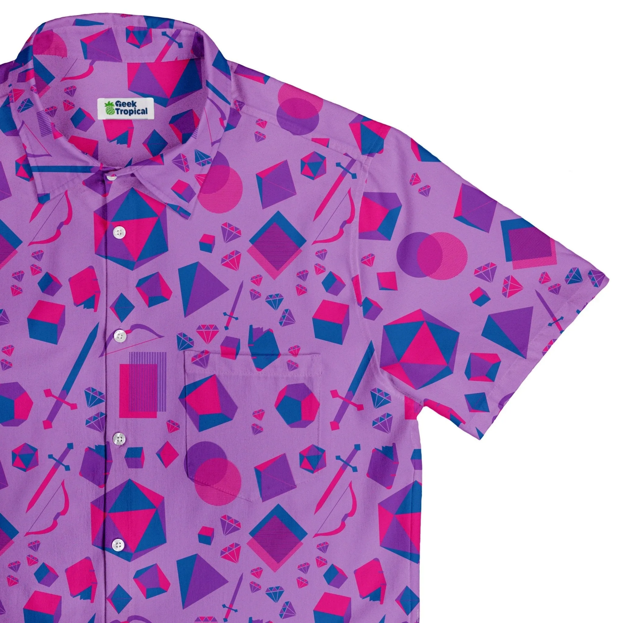 Pink Blue and Bisexual Colors Tabletop RPG Items Dnd Button Up Shirt