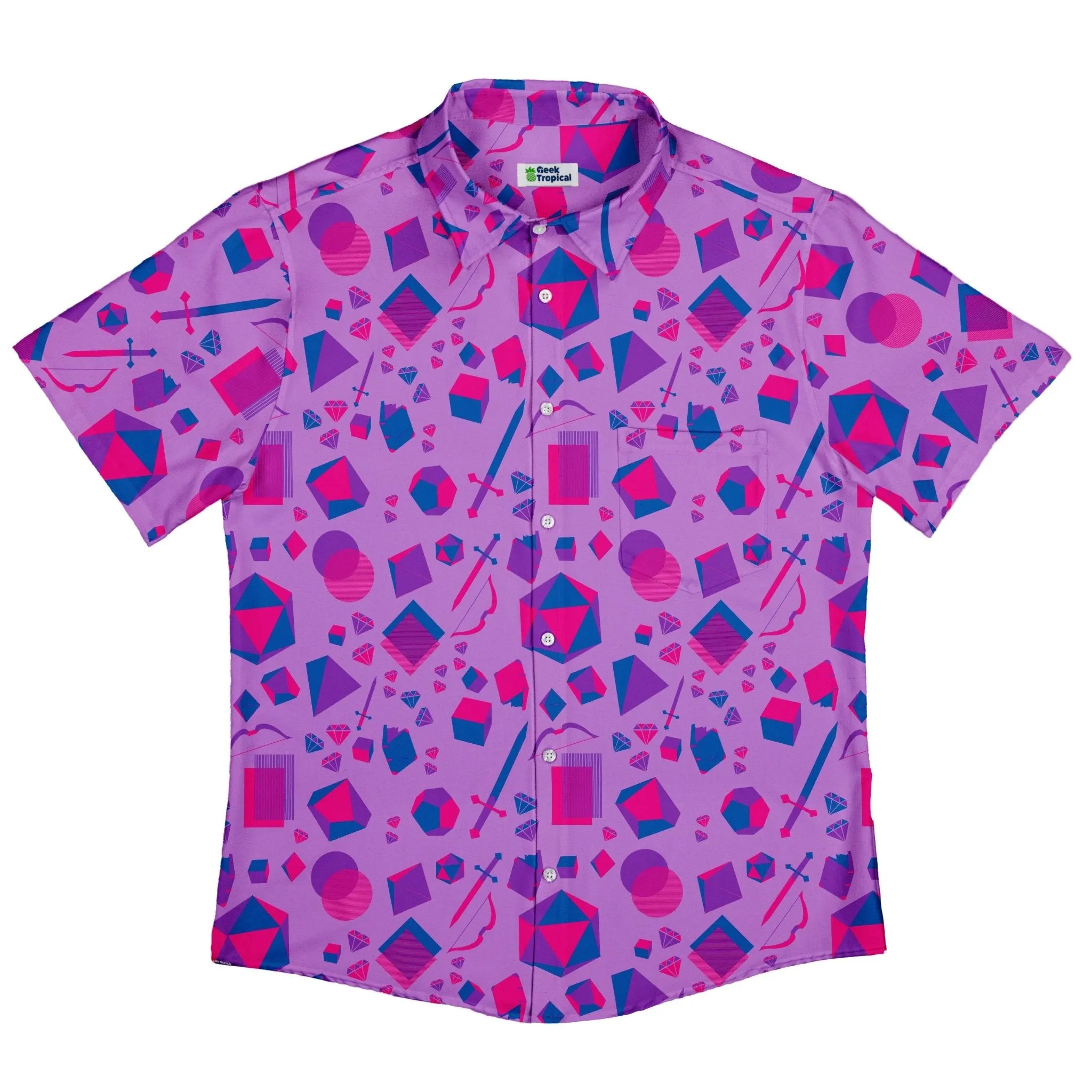 Pink Blue and Bisexual Colors Tabletop RPG Items Dnd Button Up Shirt