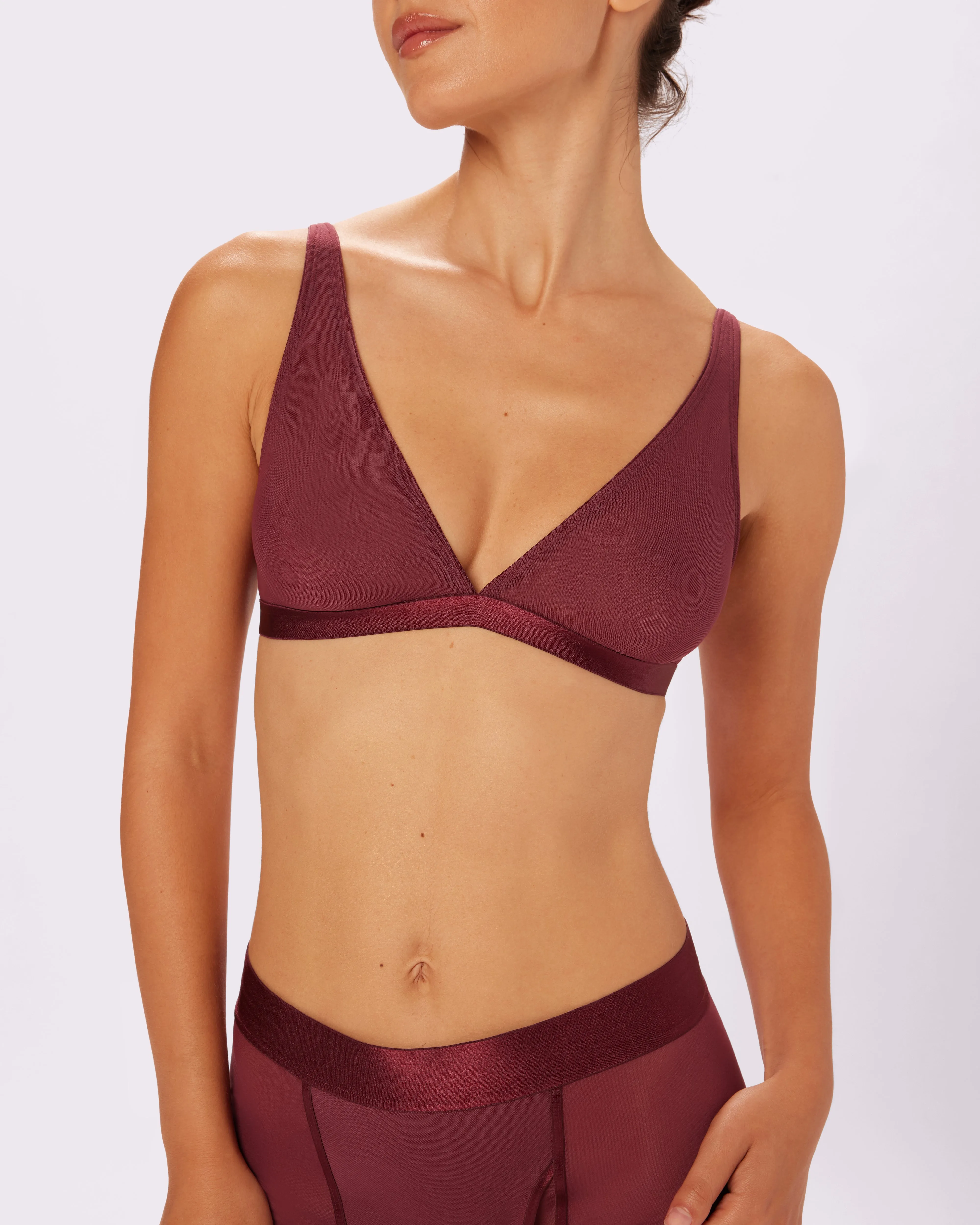 Plunge Bralette | Silky Mesh | Archive (Blackberry)