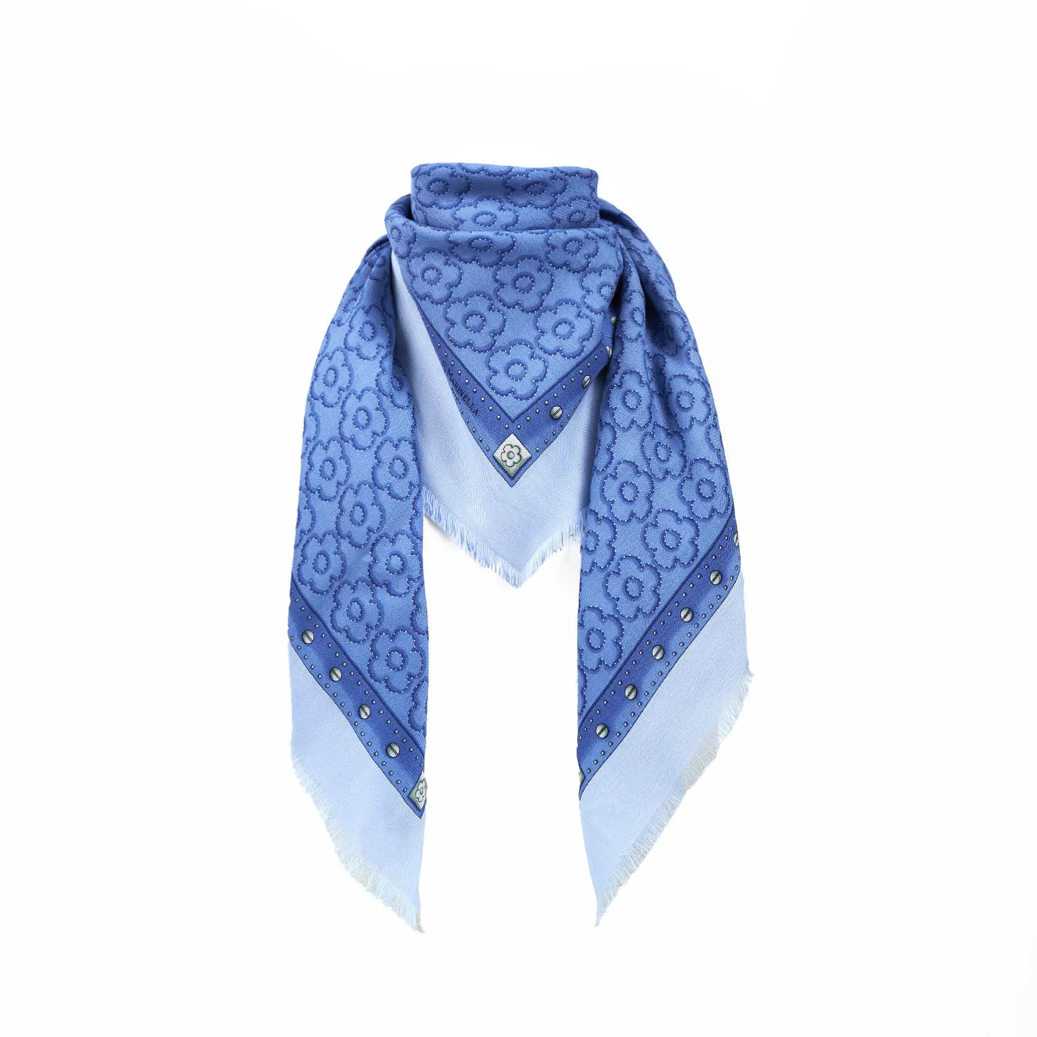 POWDER BLUE STOLE 115 IN WOOL, SILK AND CASHMERE