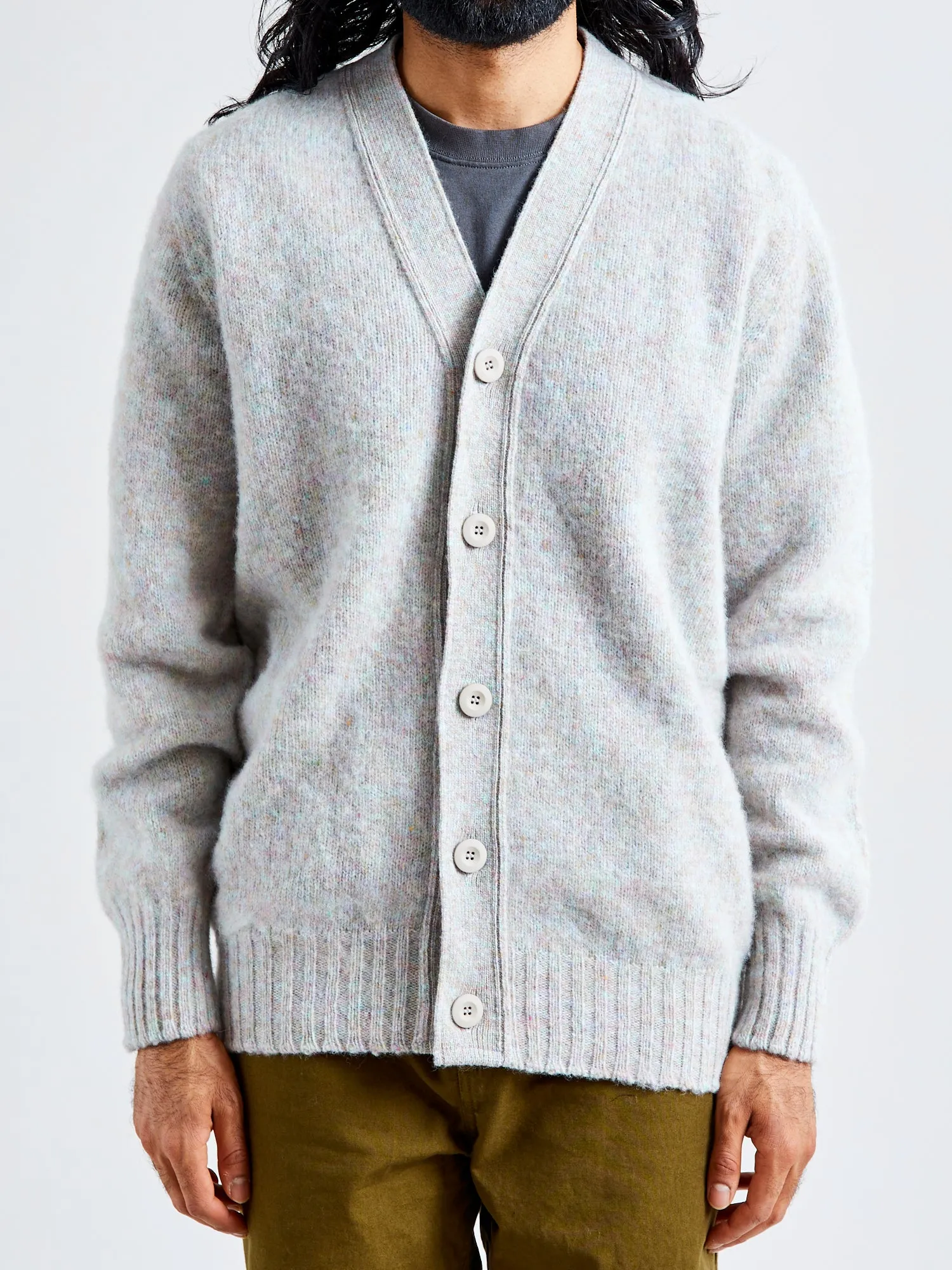 "Shaggy Bear" Wool Cardigan in Galaxy