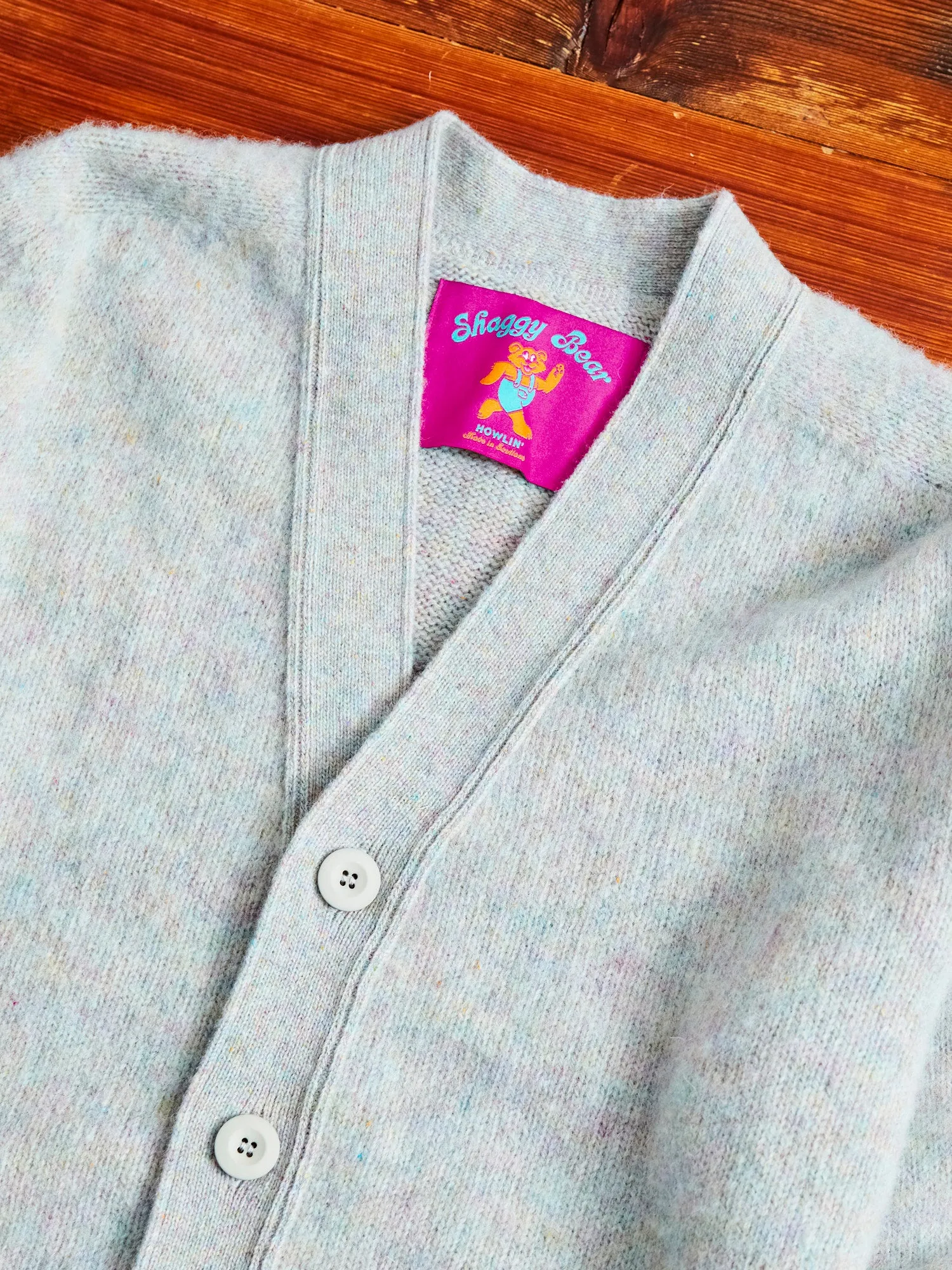 "Shaggy Bear" Wool Cardigan in Galaxy