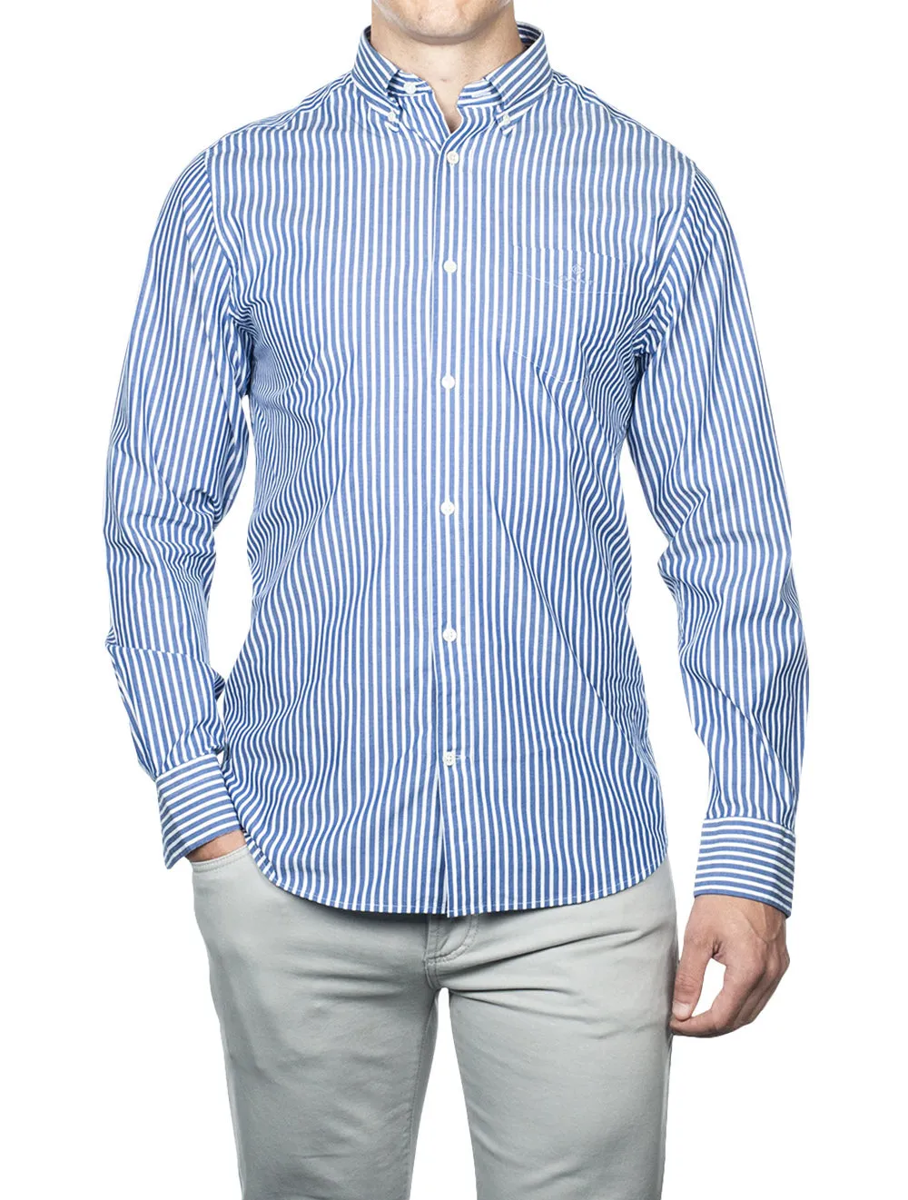 Regular Fit Stripe Broadcloth Shirt College Blue