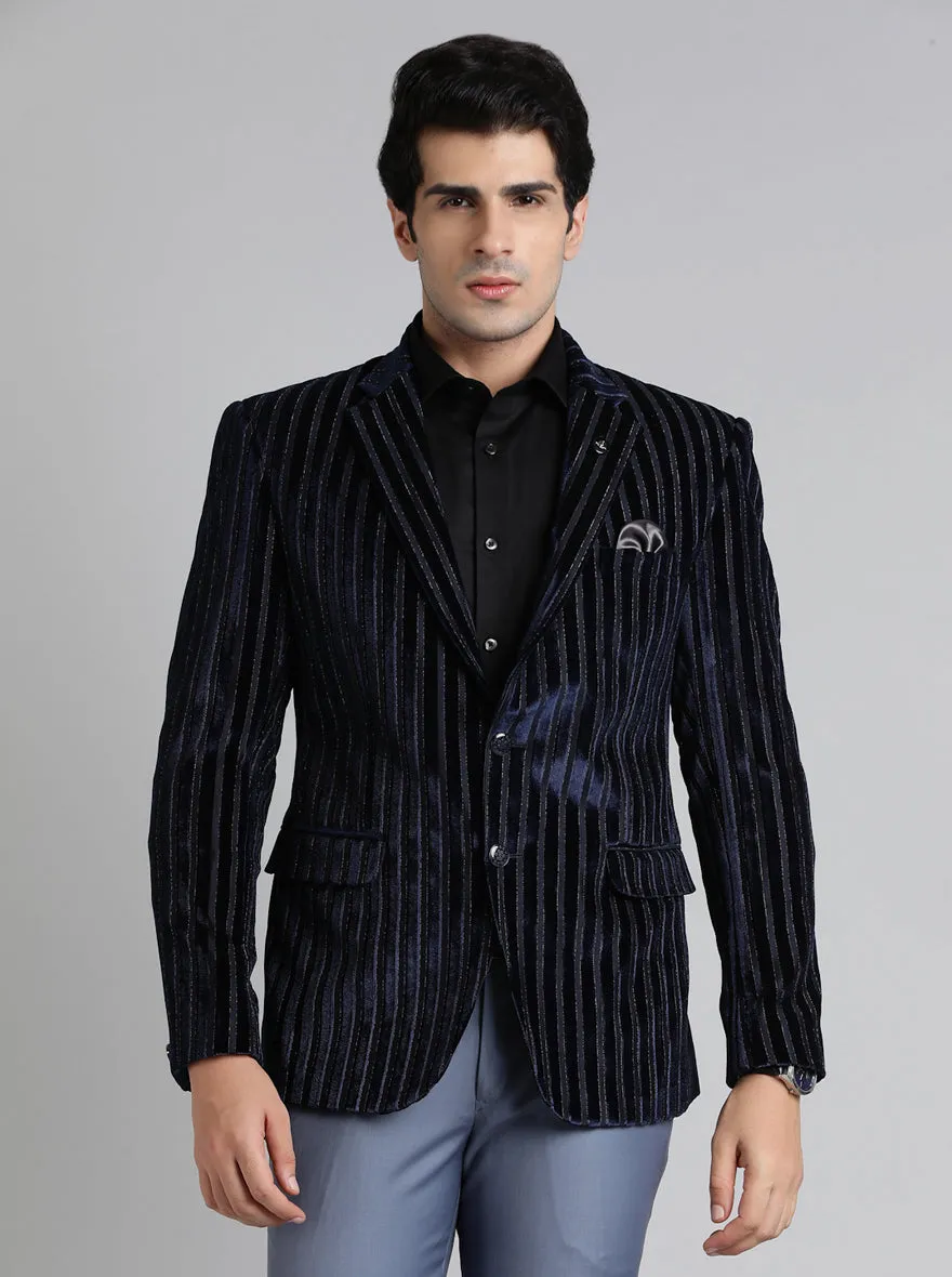 Royal Blue Solid Regular Fit Blazer | JB Studio