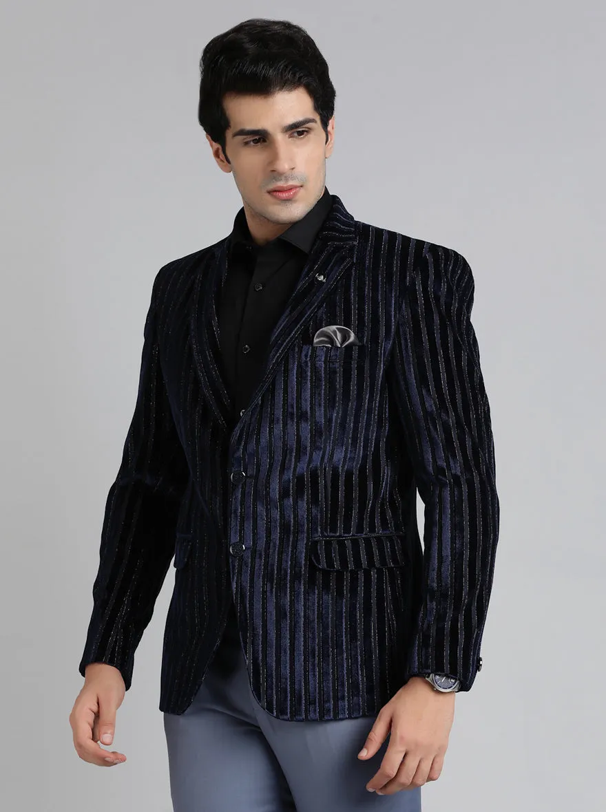 Royal Blue Solid Regular Fit Blazer | JB Studio