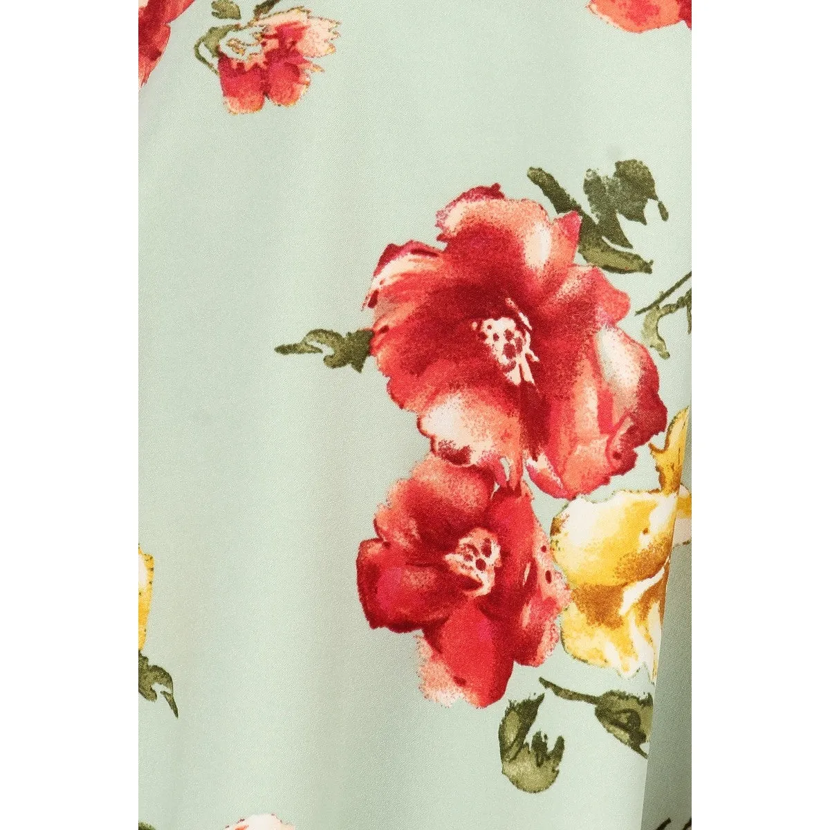 Royal Curves Mint Floral A-Line Midi Skirt