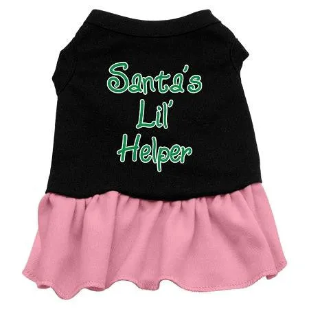 Santa's Lil Helper Screen Print Dress Black with Pink Lg (14)