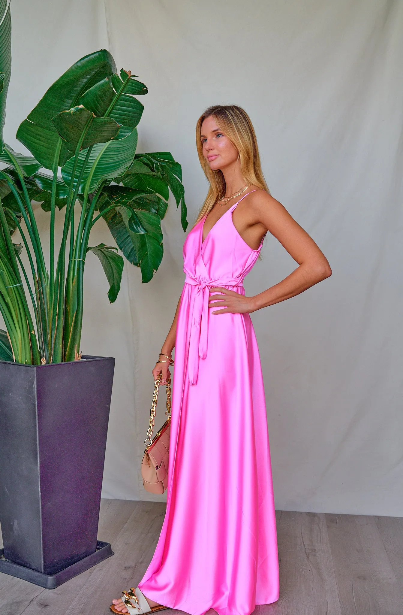 Satin Slit Front Maxi Dress