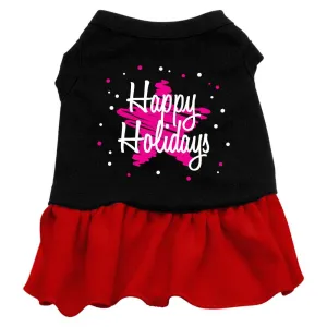 Scribble Happy Holidays Screen Print Dress Black with Red XXXL (20)