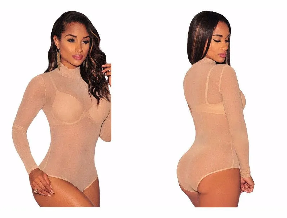 SHEER MESH LONGSLEEVES BODYSUIT