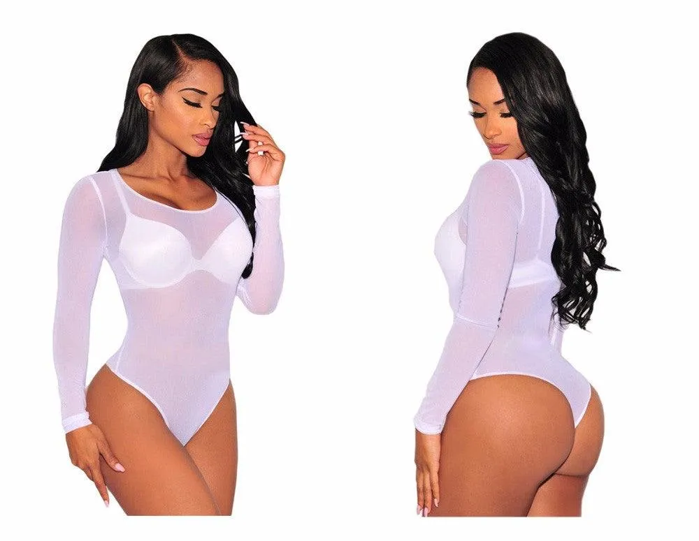 SHEER MESH LONGSLEEVES BODYSUIT