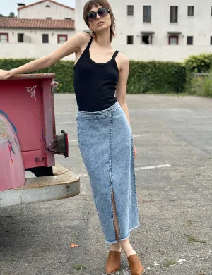 Side Hustle Denim Midi Skirt