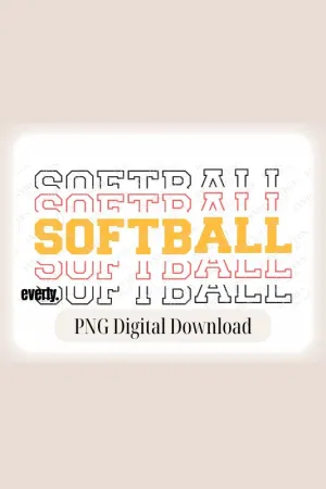 Softball Sports Lettering PNG Sublimation Digital Download Design