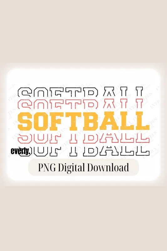 Softball Sports Lettering PNG Sublimation Digital Download Design