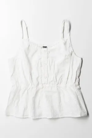 Strappy Anglaise Top White