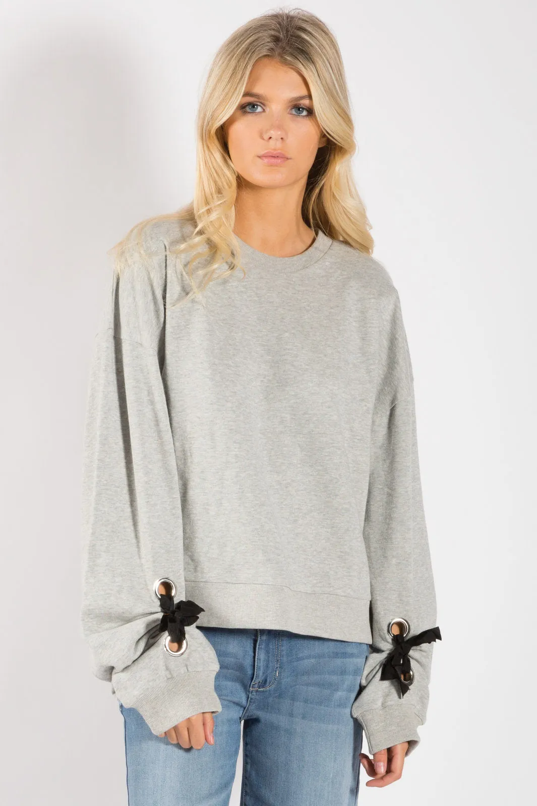 Sweatshirt with Tie Sleeves