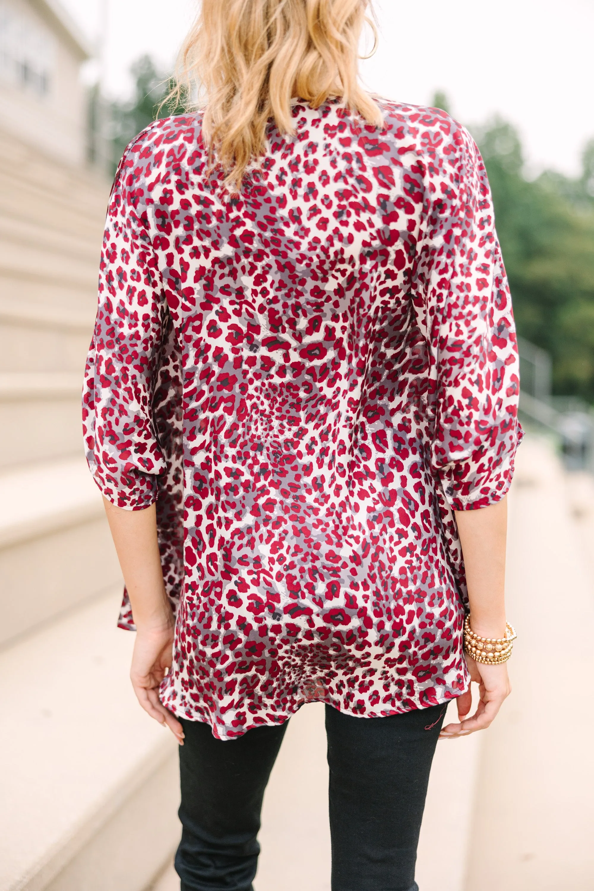 The Sadie Maroon Leopard Print Blouse