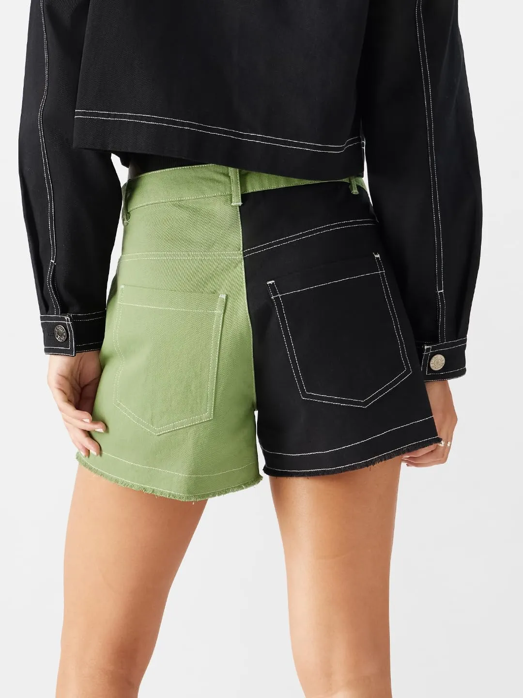 The Souled Store TSS Originals: Phantom Women and Girls Green and Black Shorts - Casual Classic Trendy Soft Comfortable Fabric, Lightweight, Breathable, Stylish & Fashion