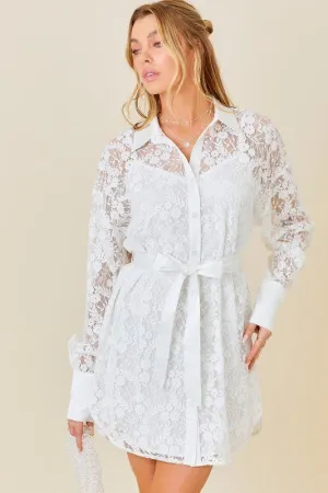 White Button Down Collared Dress