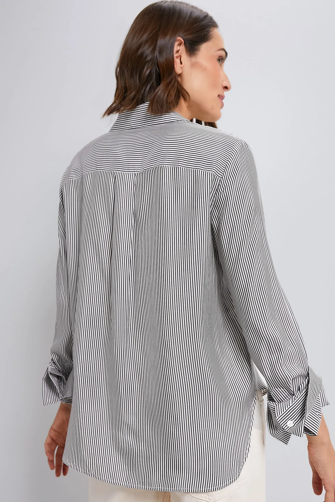 White Grey Stripe Boyfriend Shirt