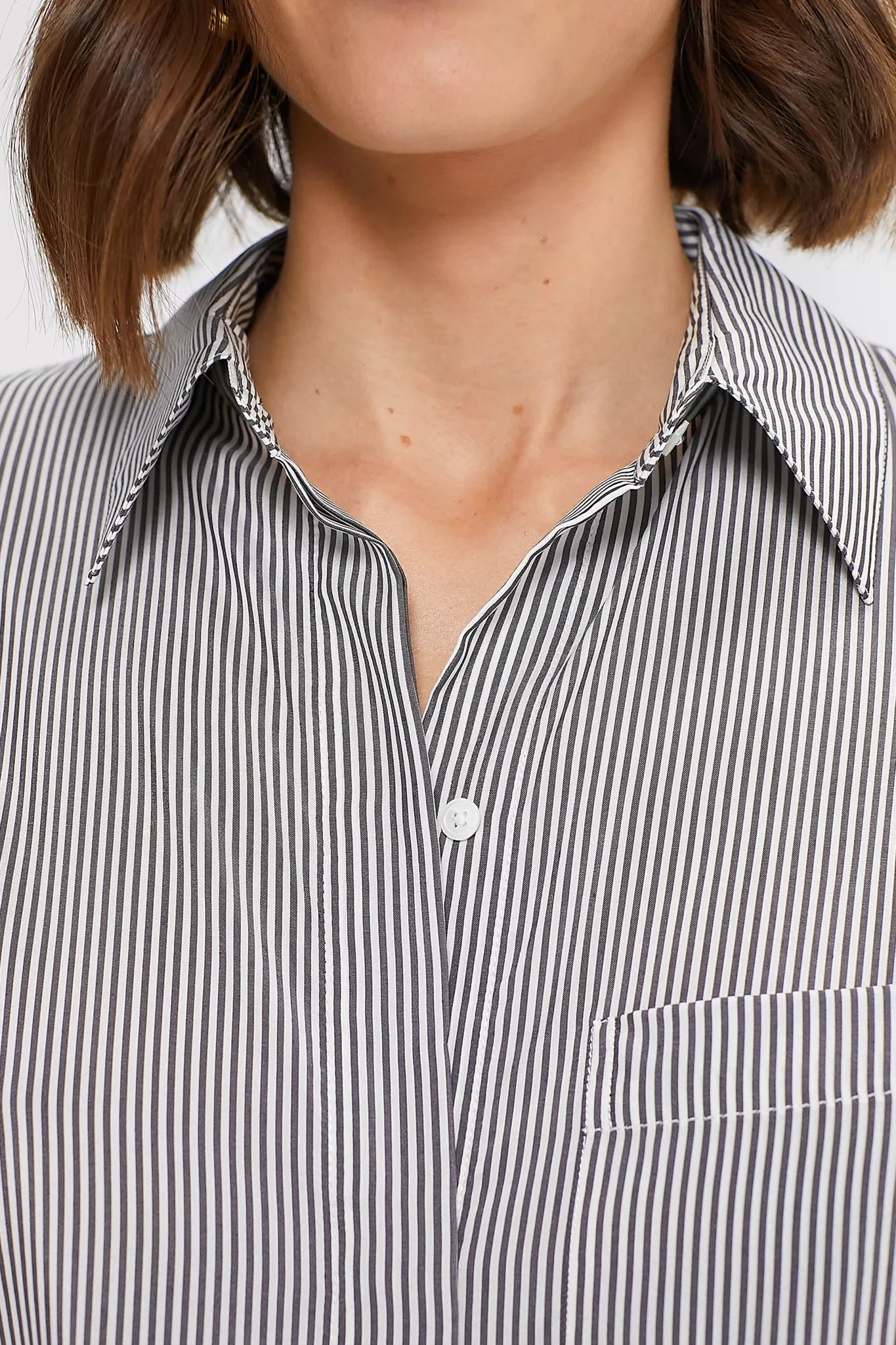 White Grey Stripe Boyfriend Shirt