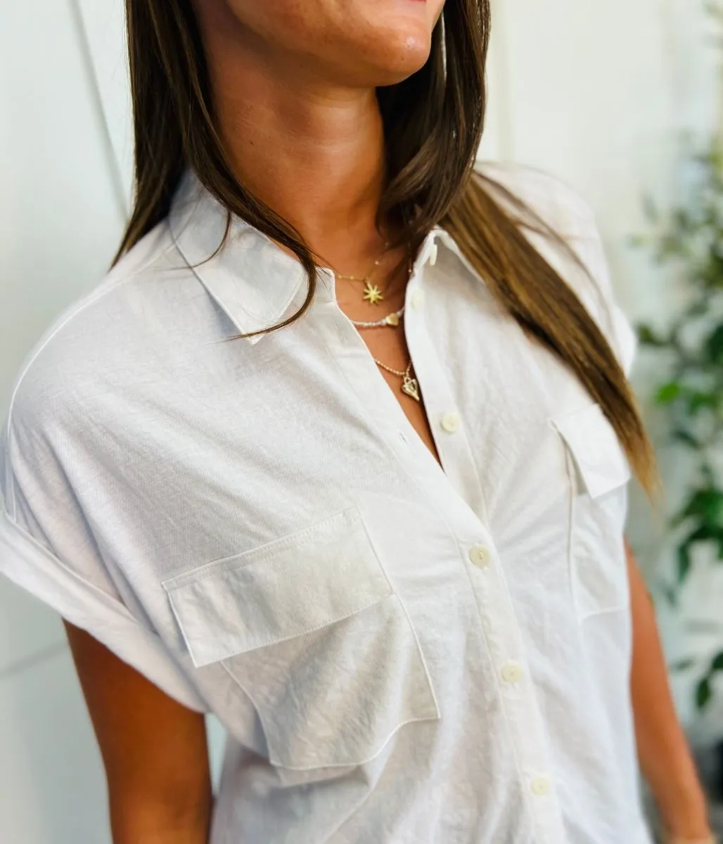 White Jersey Collared Shirt