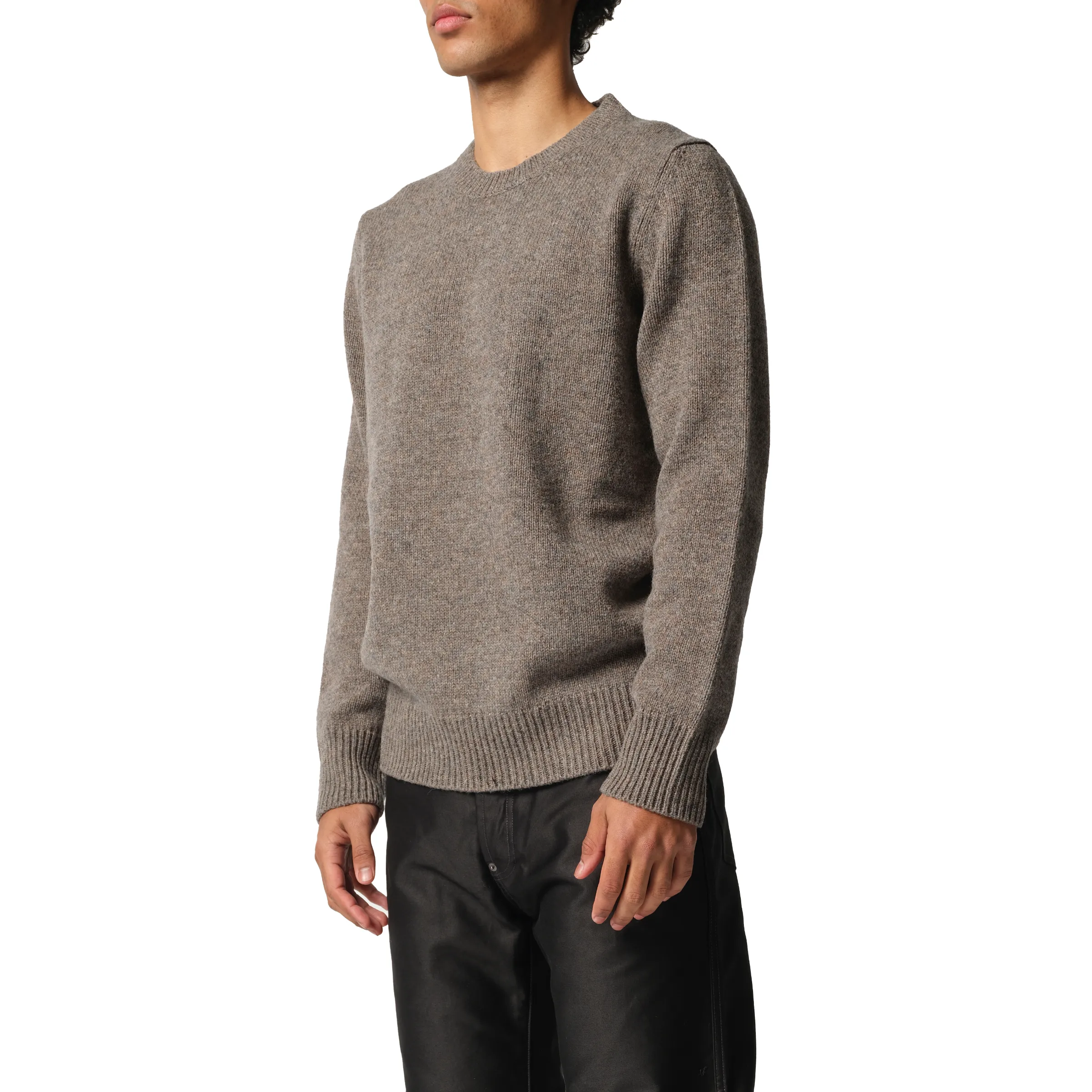 Wool Knit Sweater in Grey/Brown