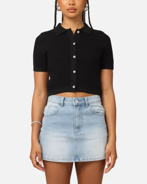 XXIII Women's Cropped Zyair Button Up Shirt Black