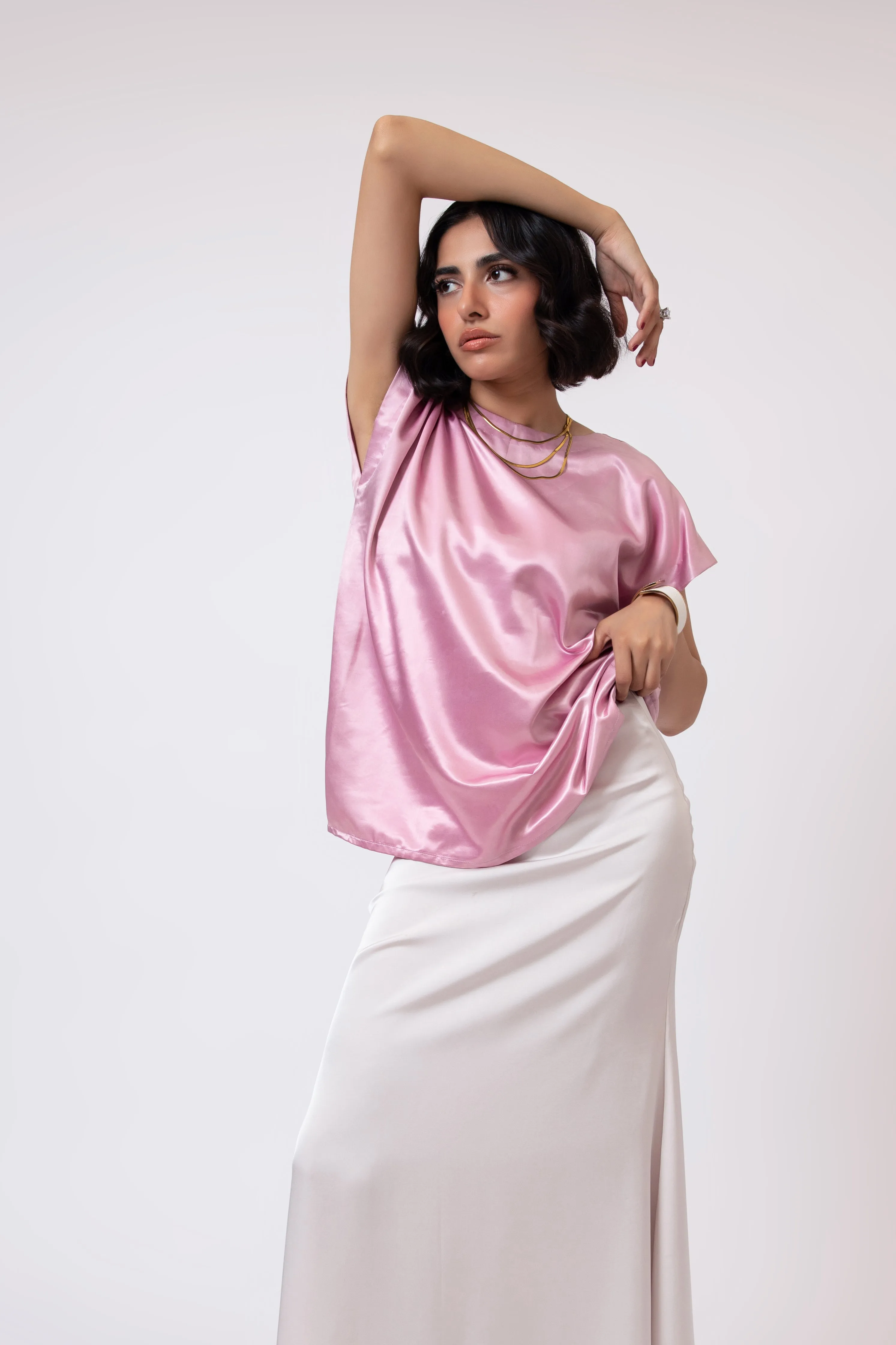 Zinnia Satin Blouse Pink